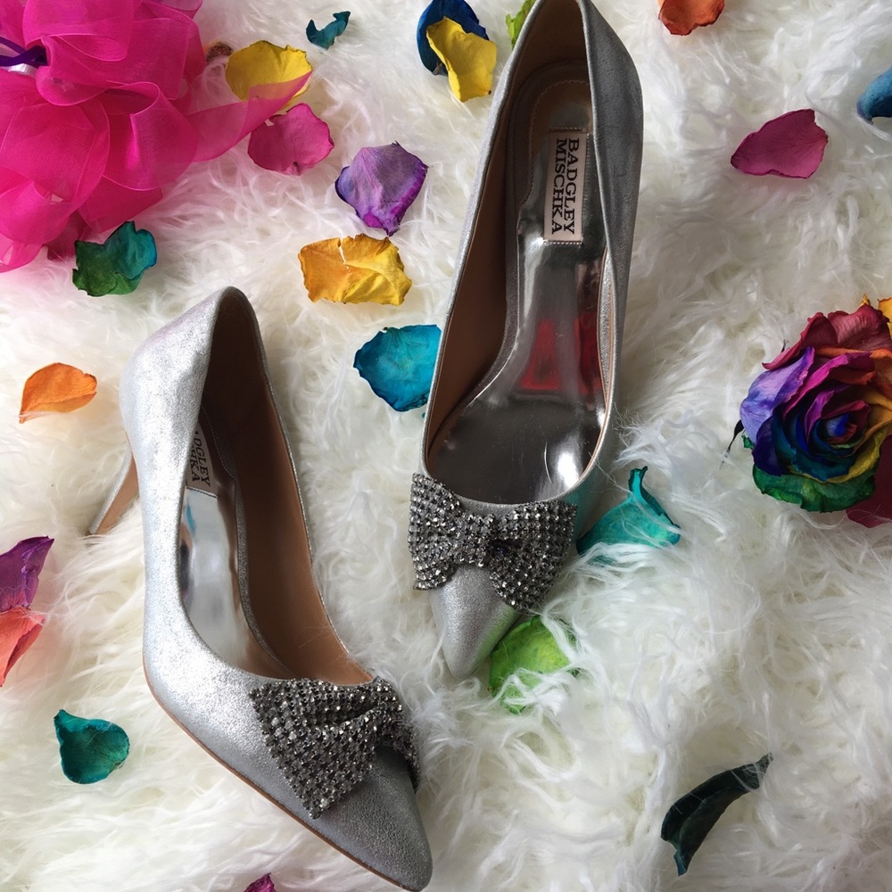 Badgley MIschka Metallic leather pumps